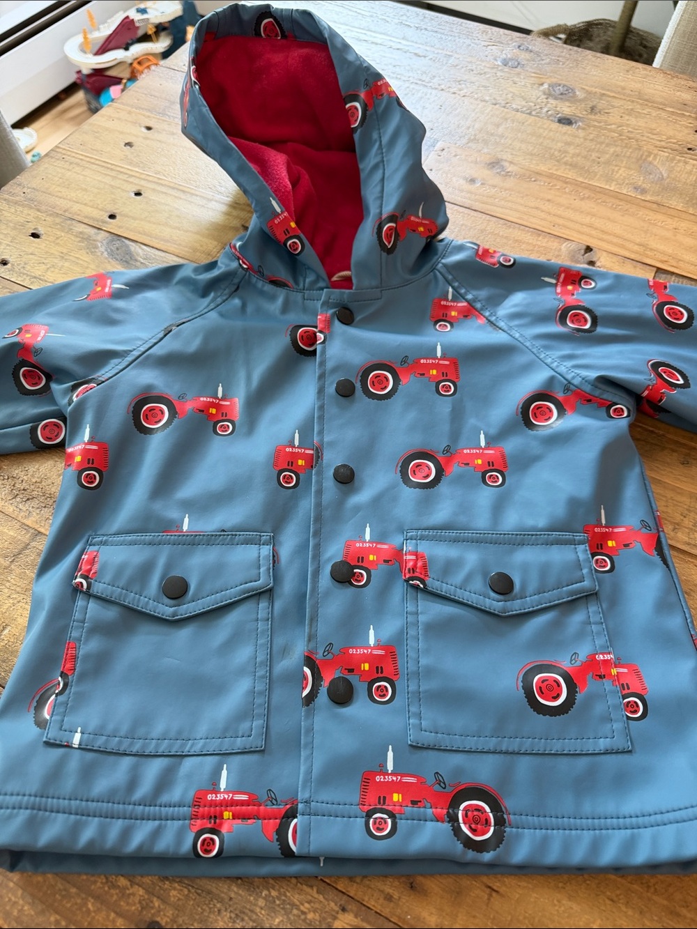 Hatley Kids Raincoat with Red Tractor Print size 2